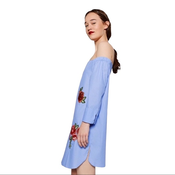 ZARA | Embroidered Off Shoulder Tunic Dress - Picture 4 of 5